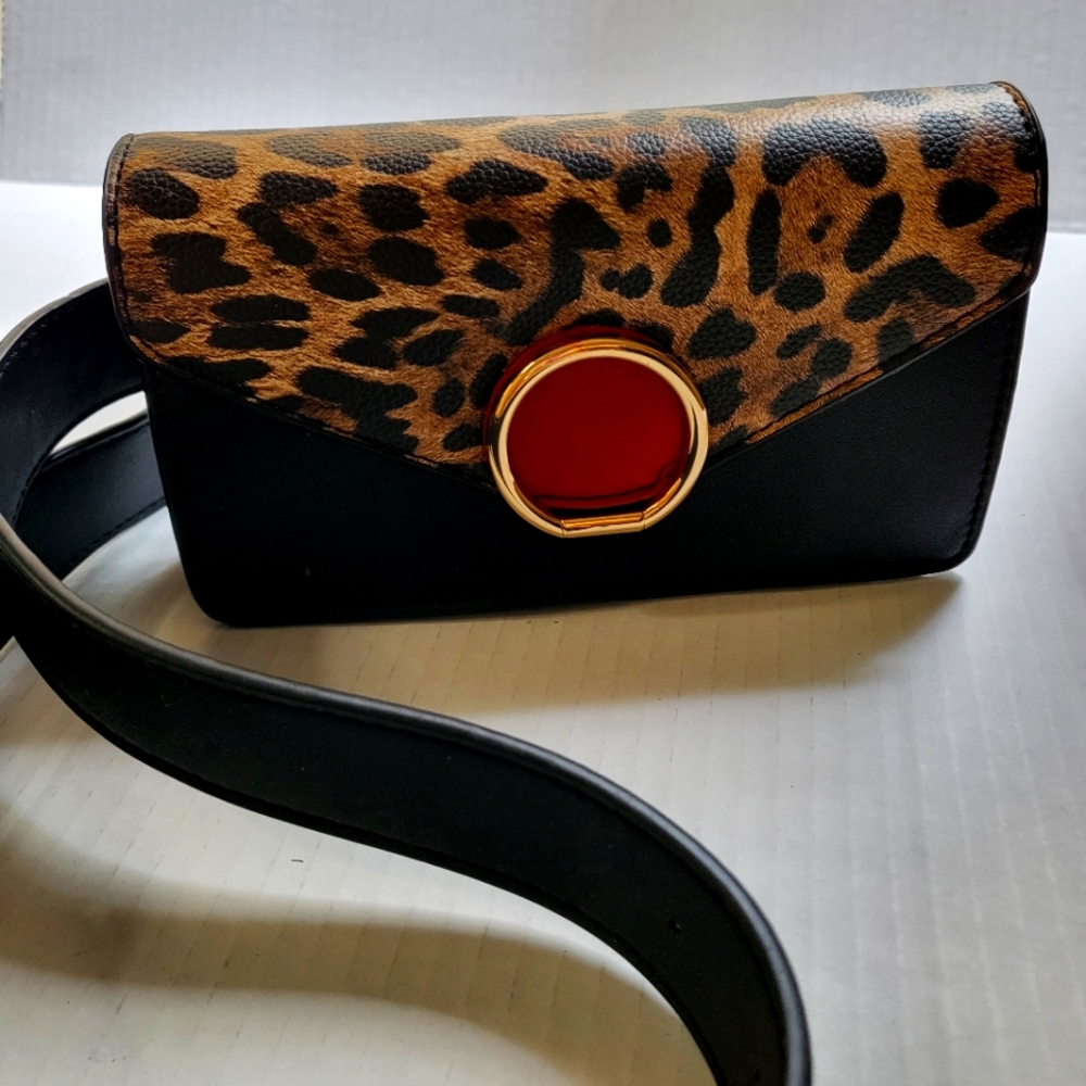 Leopard Print and Black Women's Bag